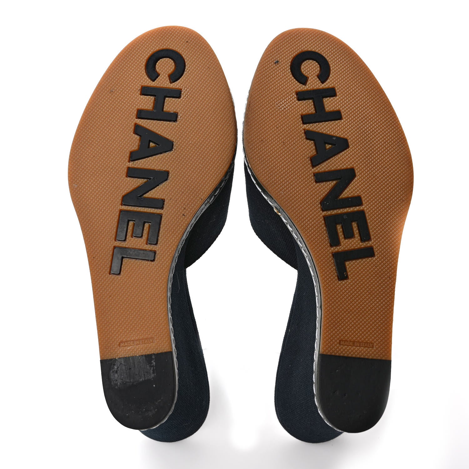 Chanel Canvas Camellia Wedge Sandals 38.5 Black 38 Black 5 of 9
