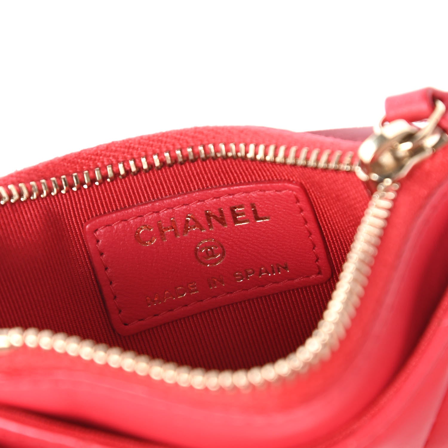 Chanel Lambskin Quilted Zip Card Holder Red 8 of 10