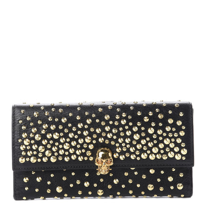 Alexander McQueen Calfskin Studded Skull Continental Wallet Black 1 of 6
