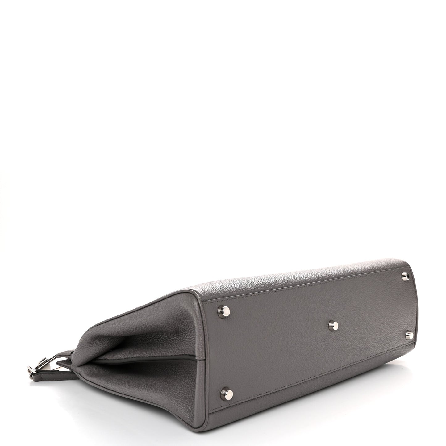 Grainy Calfskin Medium Zumi Top Handle Bag Dusty Grey
