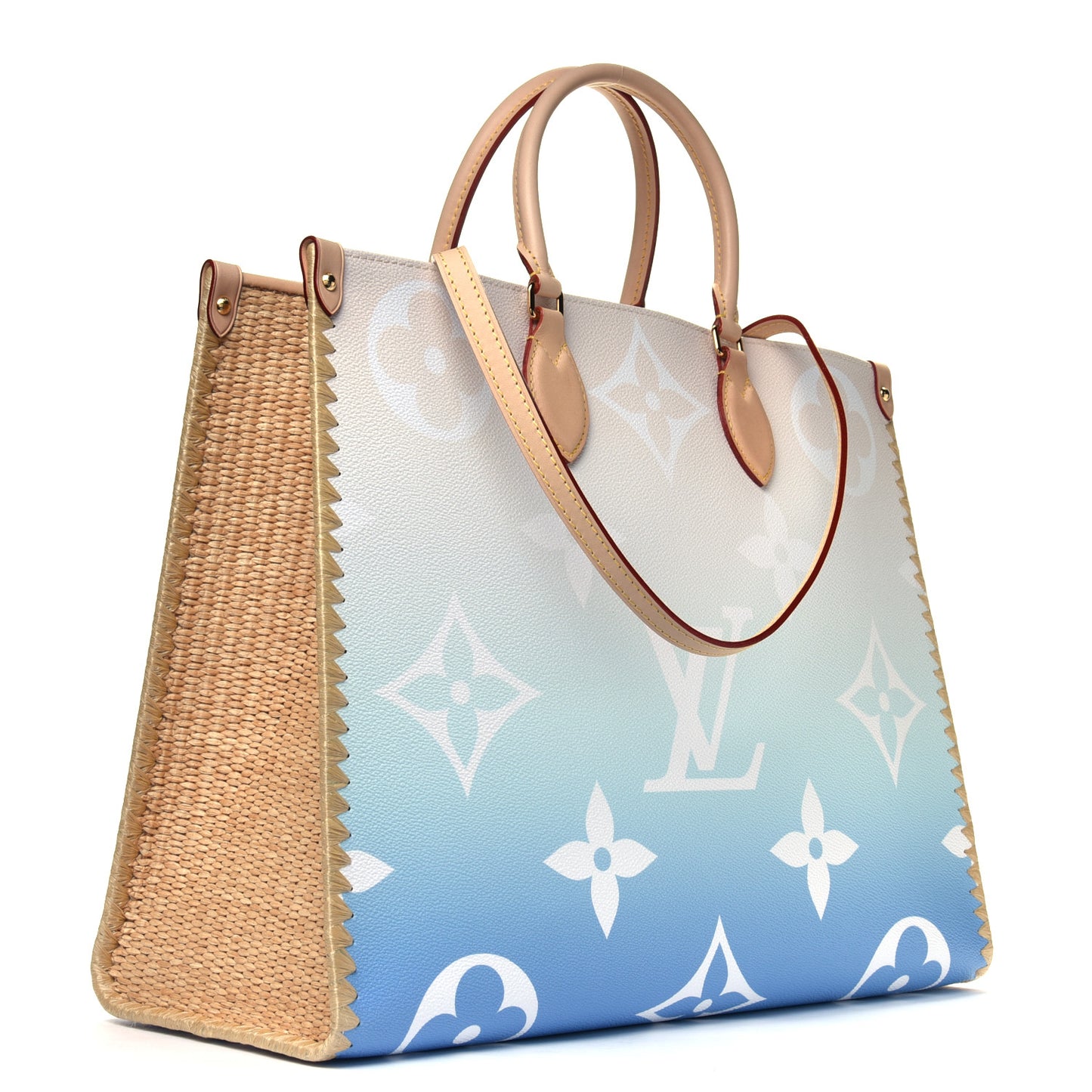 Monogram Giant Raffia Mykonos By The Pool Onthego GM Blue