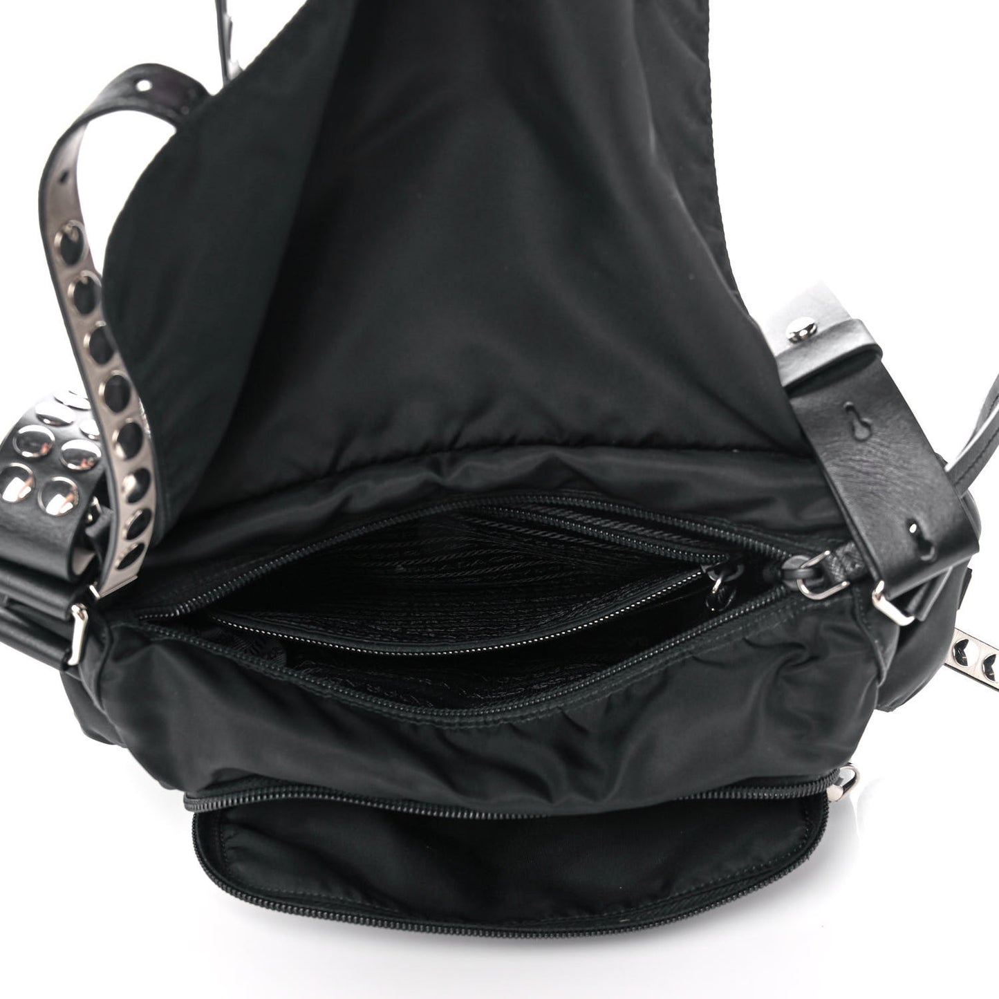 Nylon New Vela Studded Messenger Black White