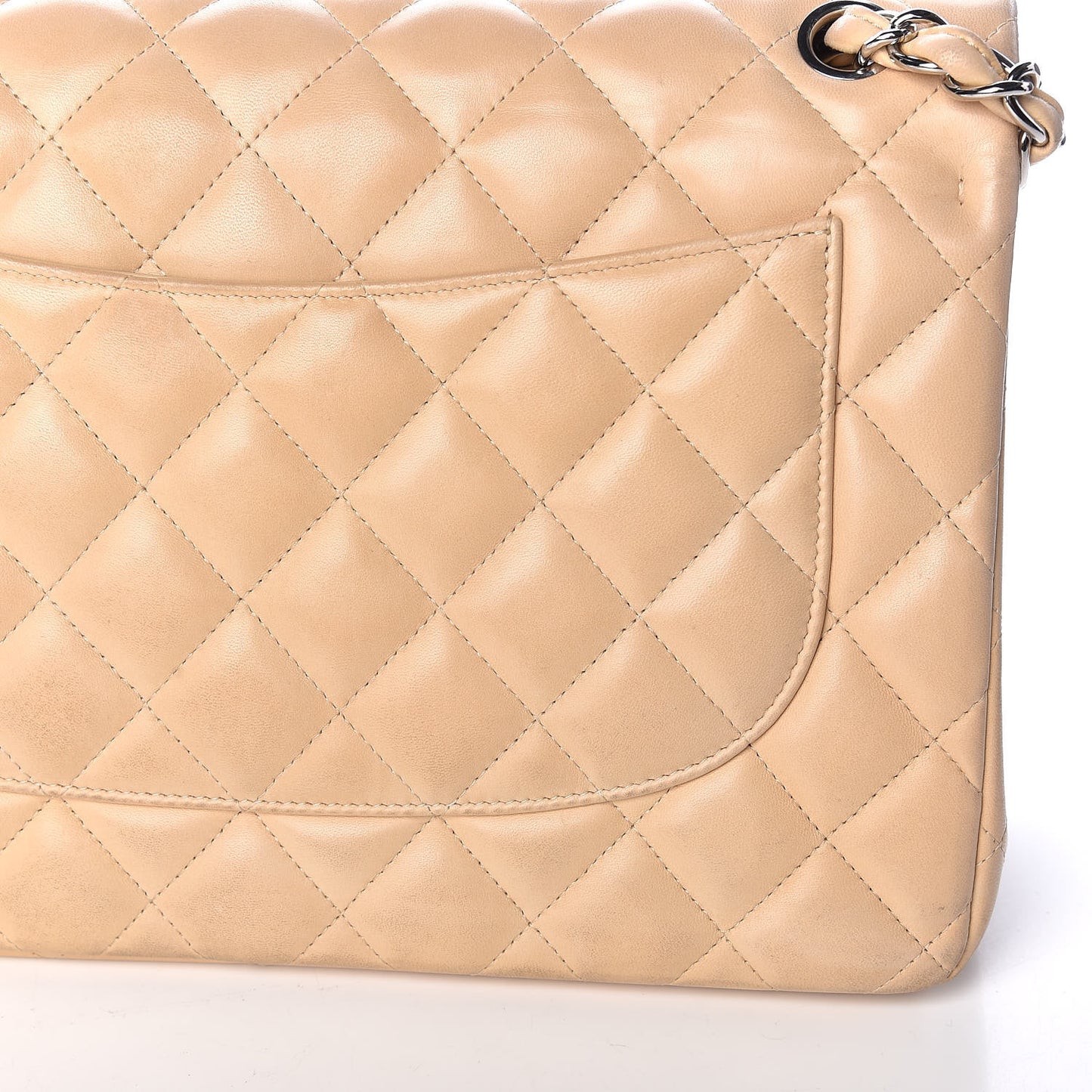 Lambskin Quilted Jumbo Double Flap Beige Clair