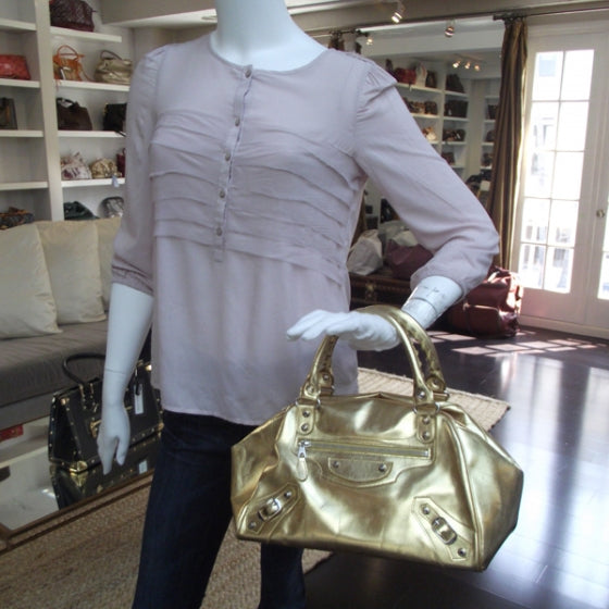 Leather Bowling Bag Gold