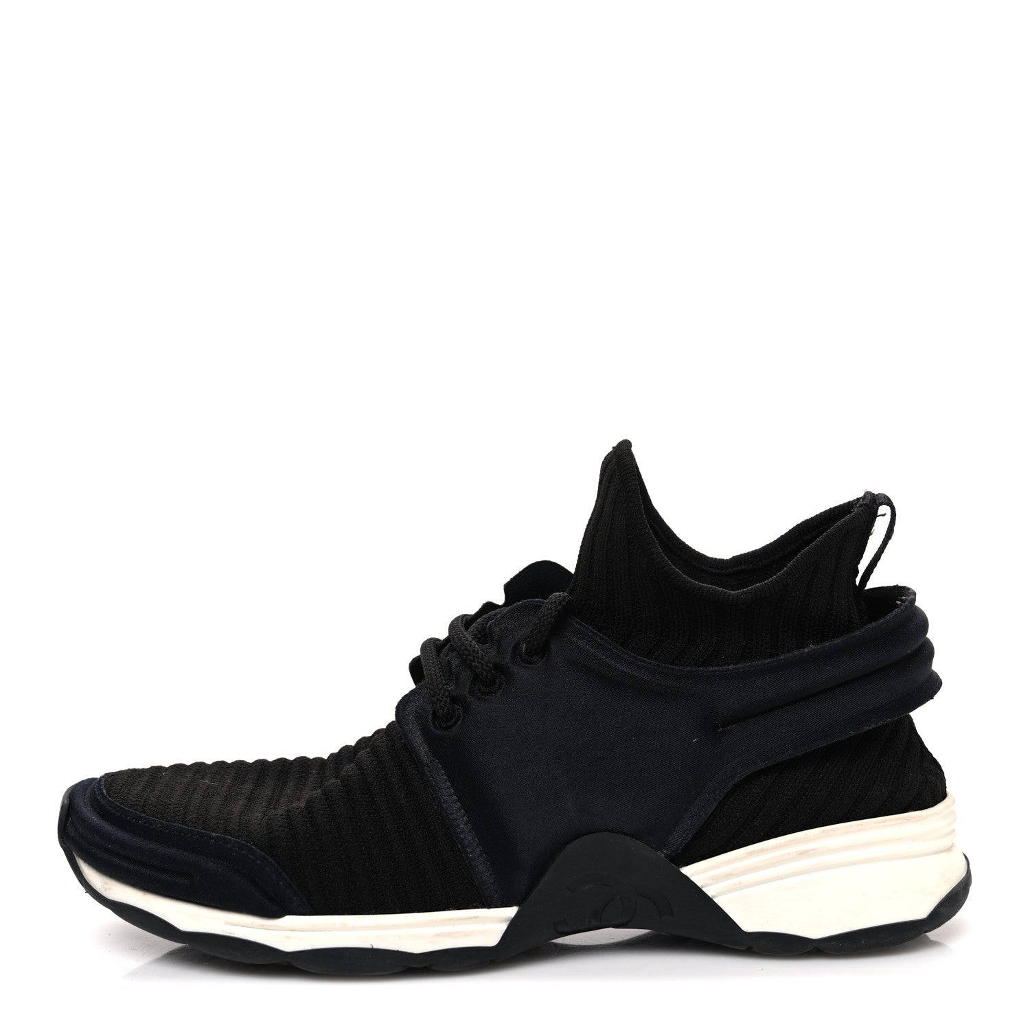 Chanel Stretch Fabric CC Sneakers 36 Black 1 of 10