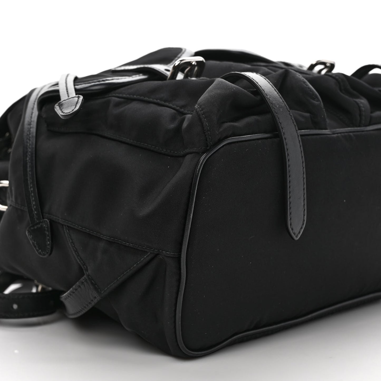 Tessuto Nylon Soft Calfskin Small Backpack Black