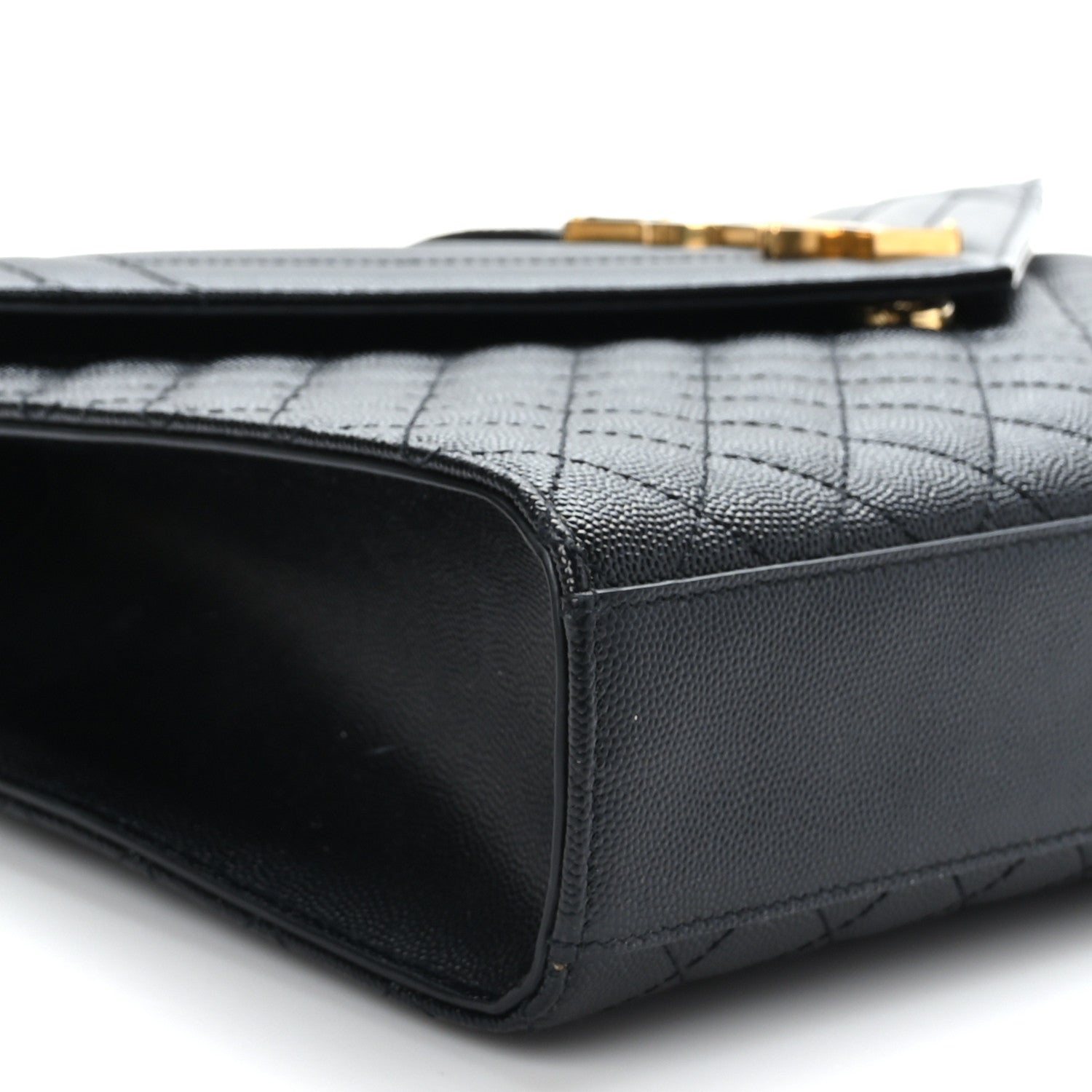 Saint Laurent Grain De Poudre Textured Mixed Matelasse Large Triquilt Monogram Satchel Black 7 of 8
