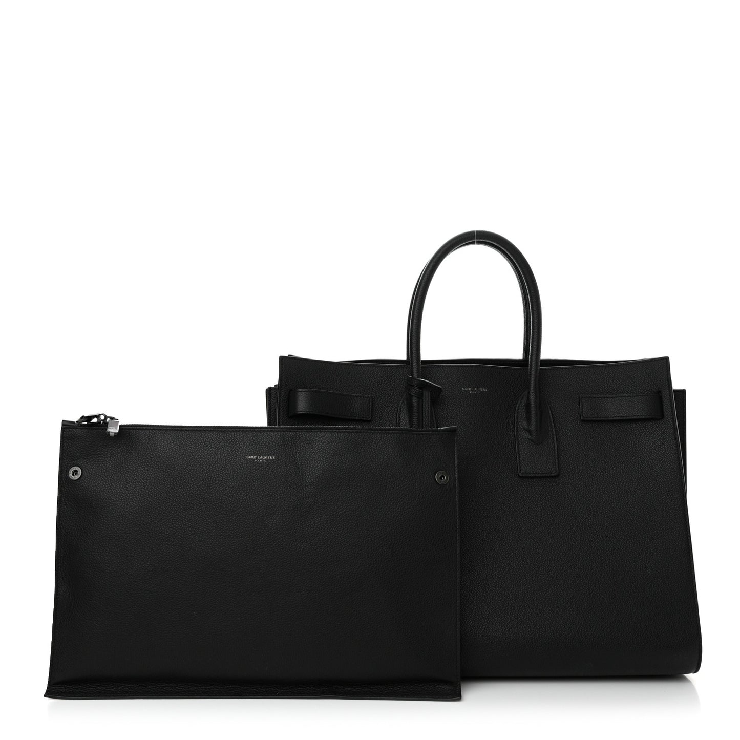 Grained Calfskin Large Sac De Jour Carryall Black