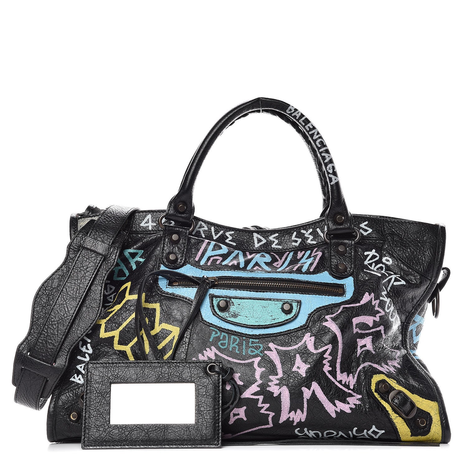 Balenciaga Agneau Graffiti All Over Classic Hardware City Black Multicolor 1 of 10