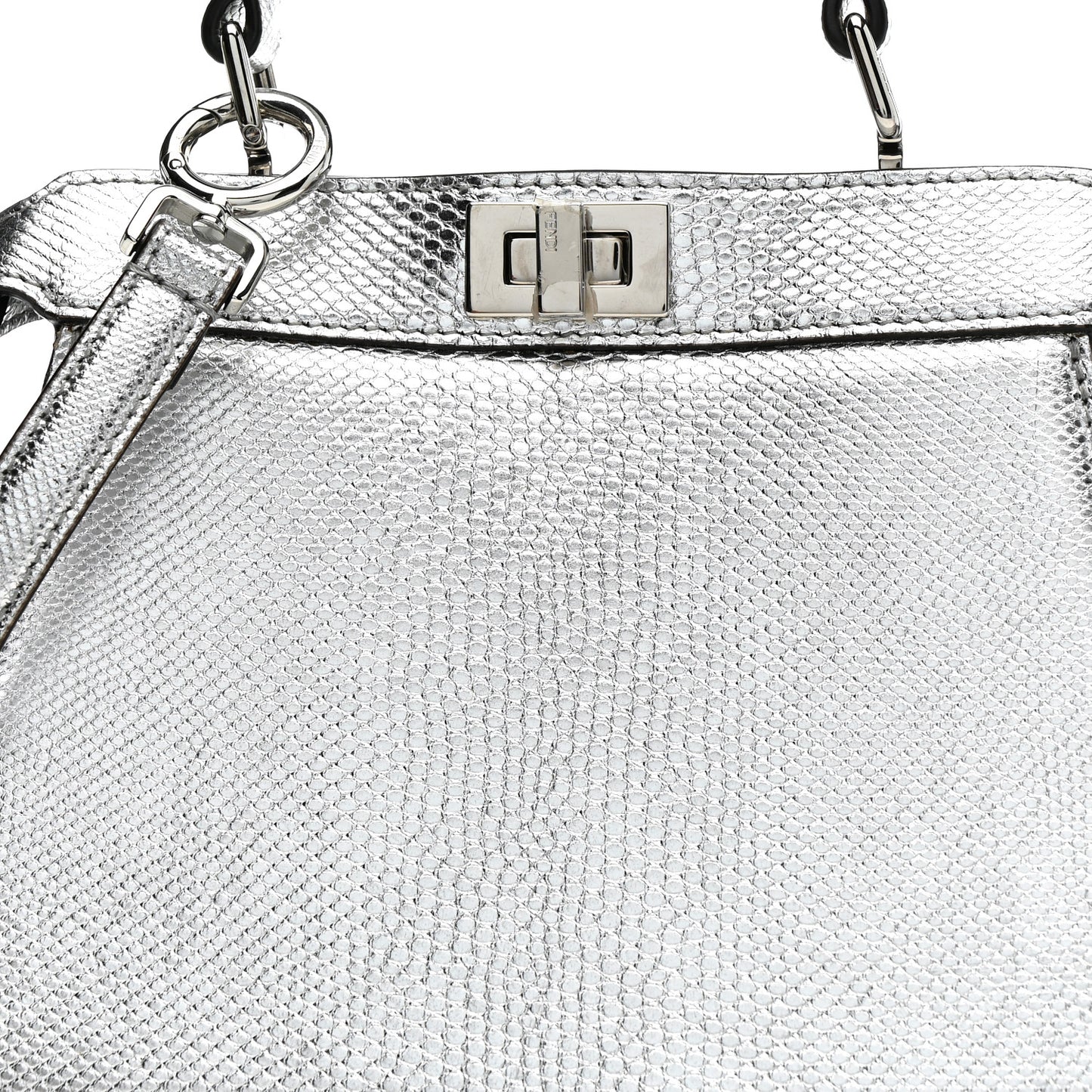 Metallic Karung Petite Peekaboo I SEE U Satchel Argento