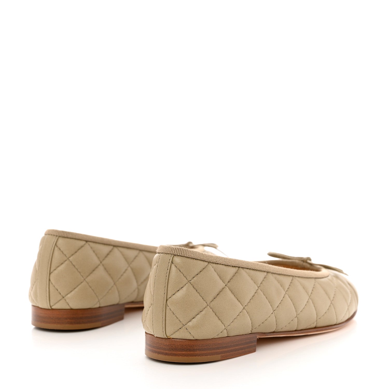 Chanel Lambskin Quilted CC Cap Toe Ballerina Flats 36.5 Beige 4 of 10