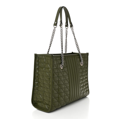 Gucci Calfskin Matelasse Aria Medium GG Marmont Shoulder Tote Military Wood 3 of 10
