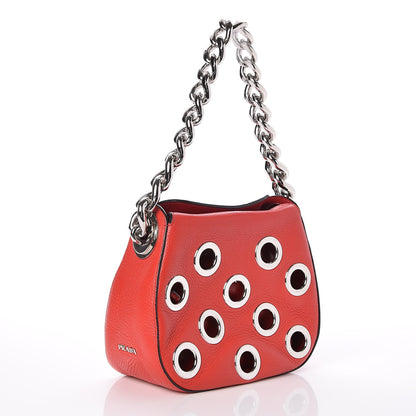 Prada Vitello Daino Grommet Small Chain Hobo Lacca 3 of 8