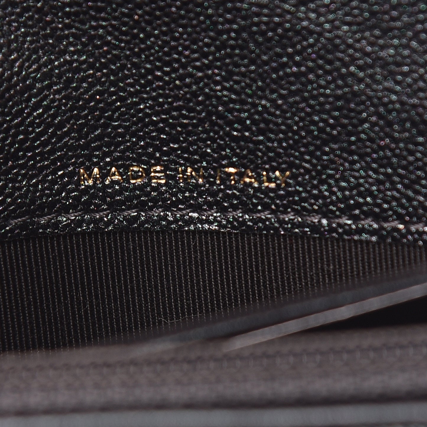 Iridescent Caviar Quilted Medium Flap Wallet Black