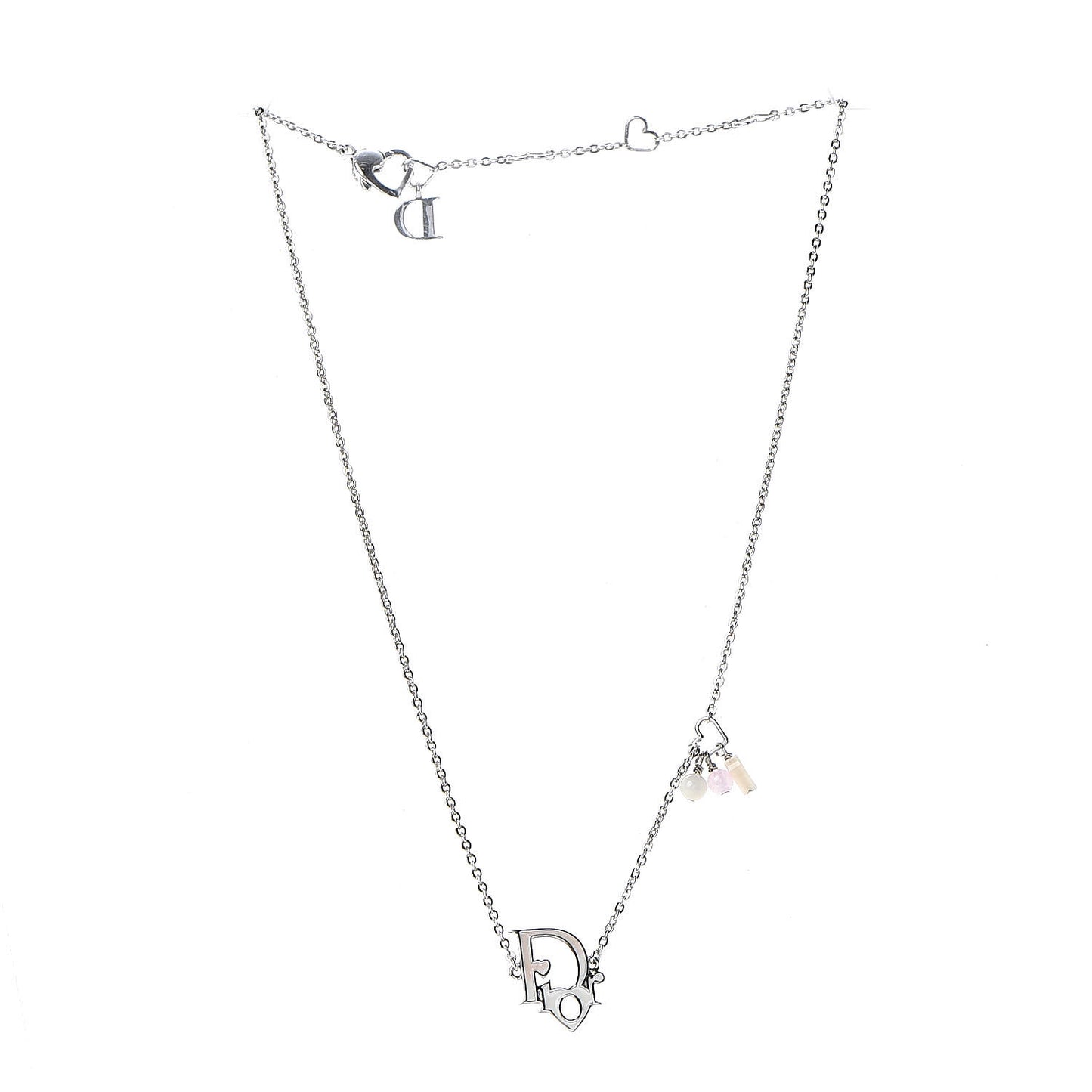 Logo Pendant Necklace Silver White