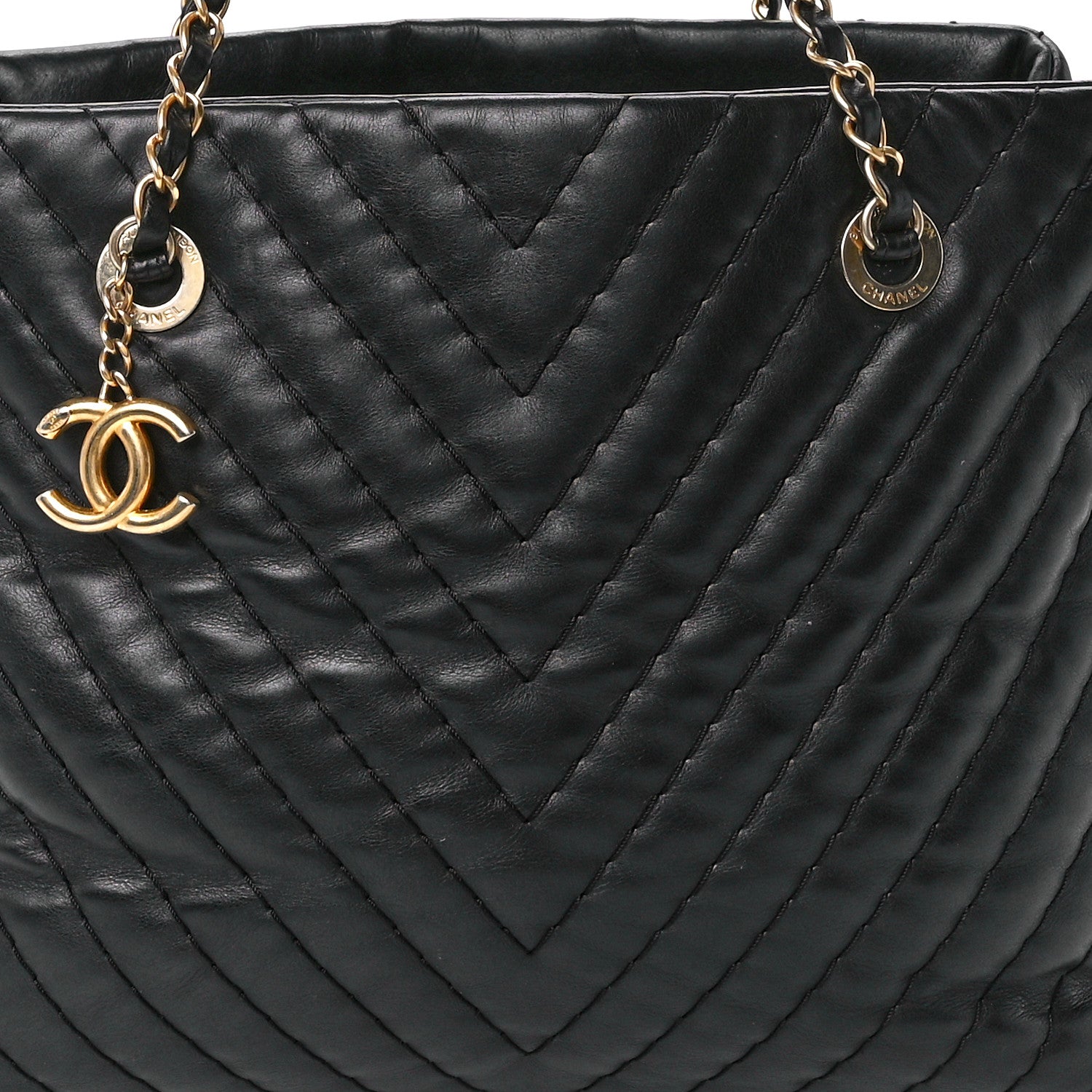Chanel Calfskin Chevron Quilted Surpique Tote Black 8 of 11