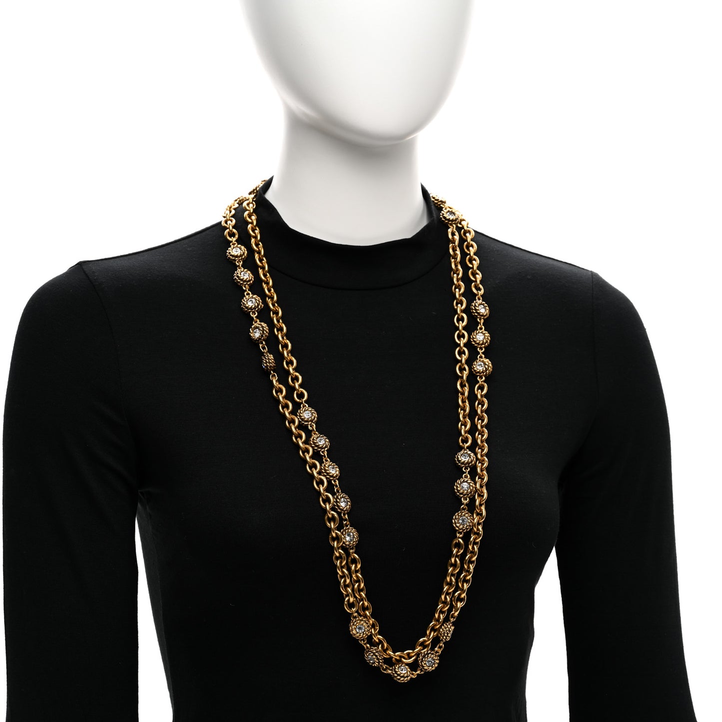 Crystal Chain Long Necklace Belt Gold