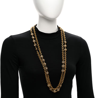 Chanel Crystal Chain Long Necklace Belt Gold 2 of 5