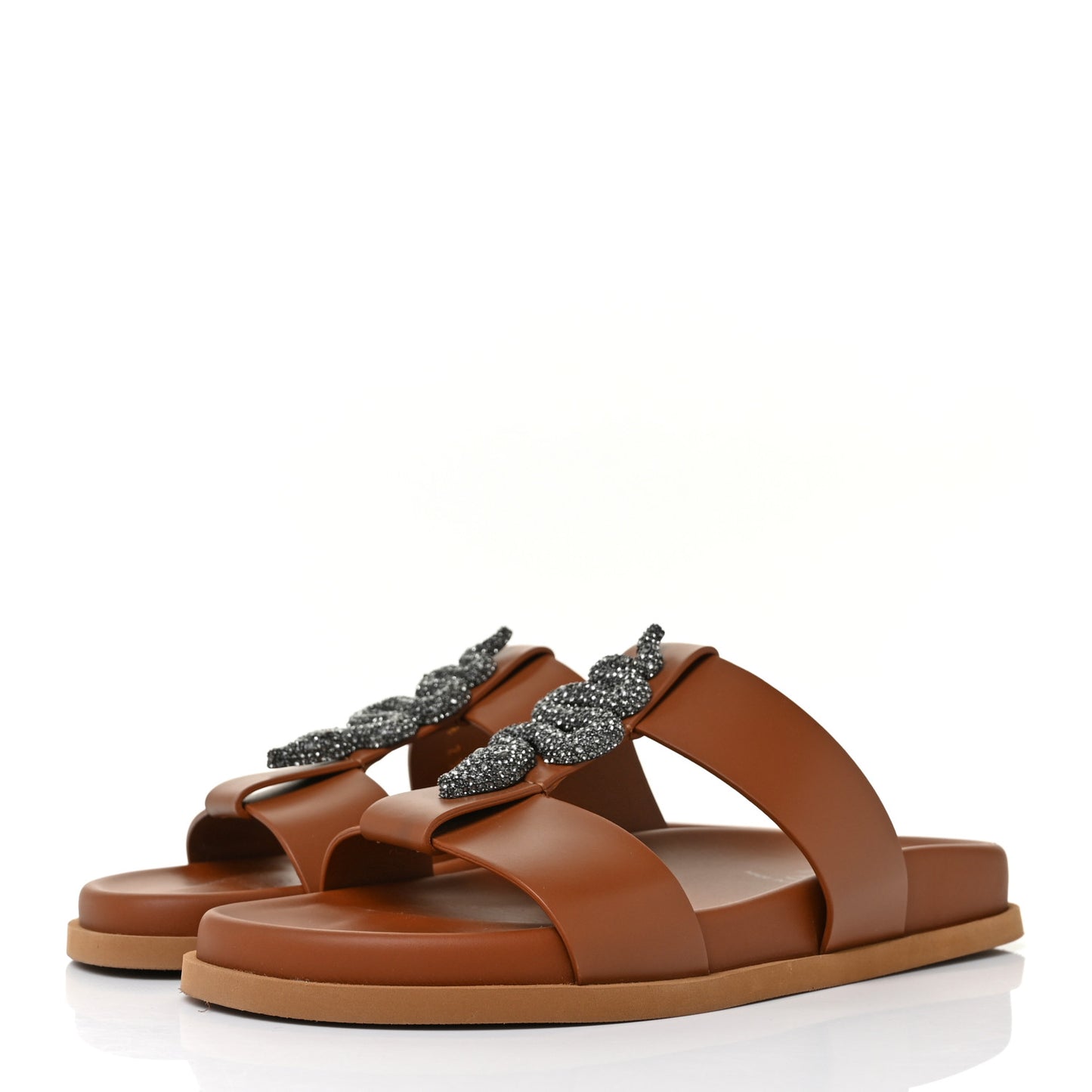 Calfskin Serpent 20mm Slide Sandals 37 Cuoio