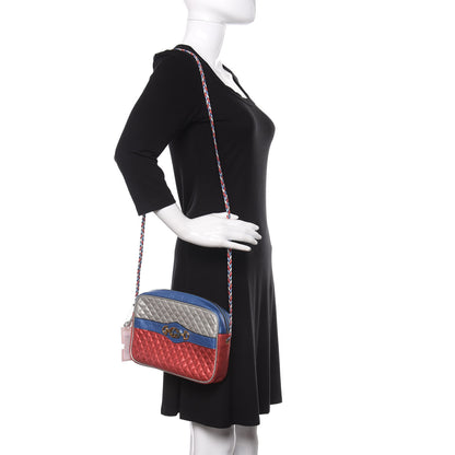 Gucci Laminated Nappa Trapuntata Small Zumi Shoulder Bag Rosso Marine Argento 2 of 9