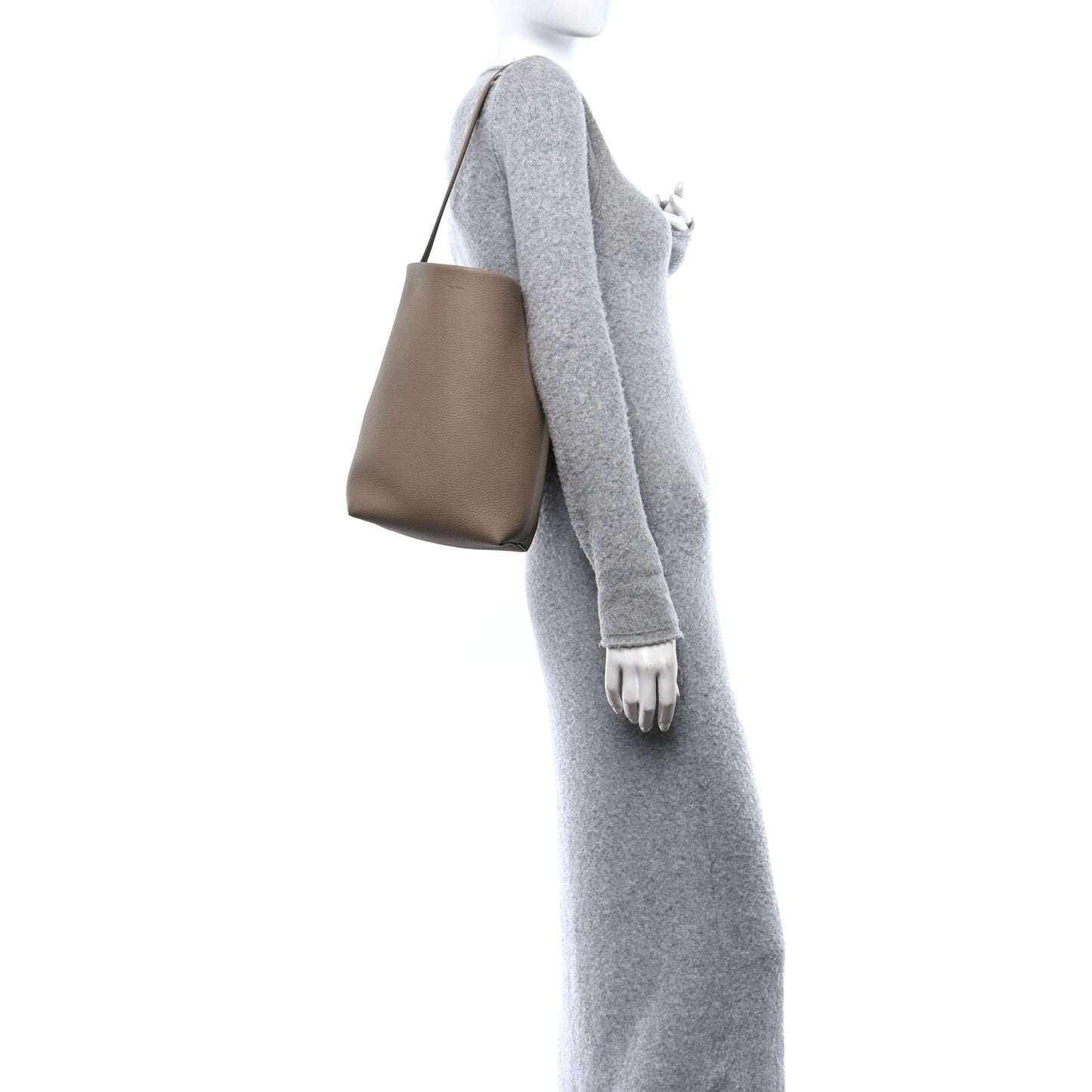 Grained Calfskin Medium N/S Park Tote Dark Taupe