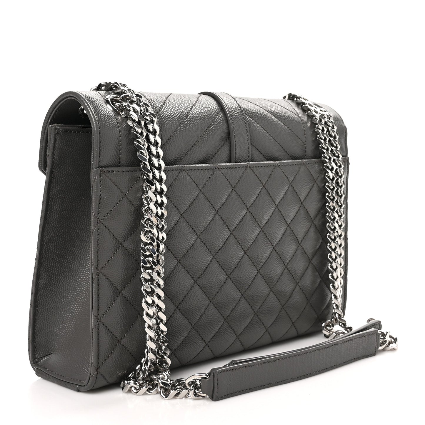 Grain De Poudre Textured Mixed Matelasse Medium Triquilt Monogram Satchel Earth