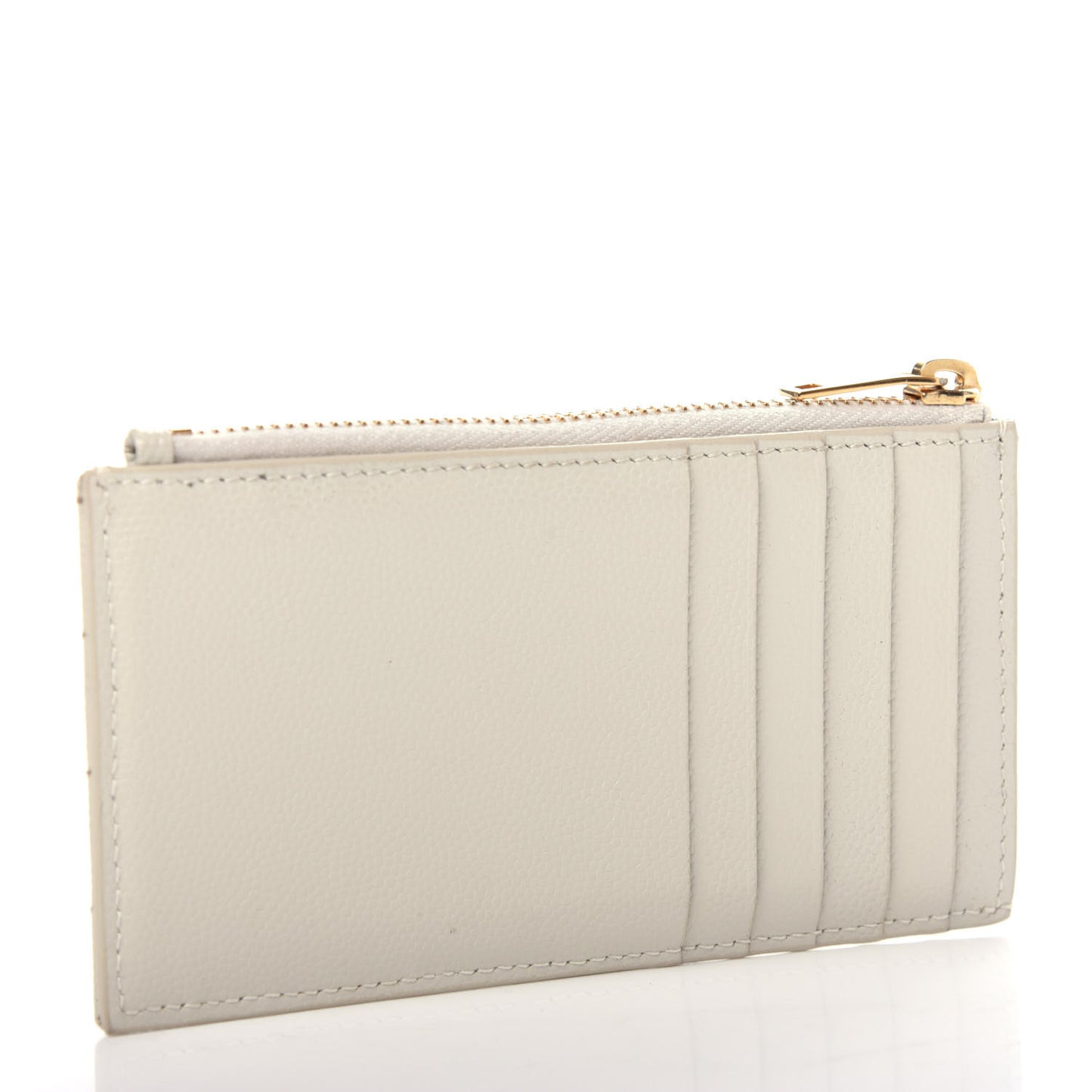 Grain De Poudre Matelasse Chevron Monogram Fragments Zippered Card Case White