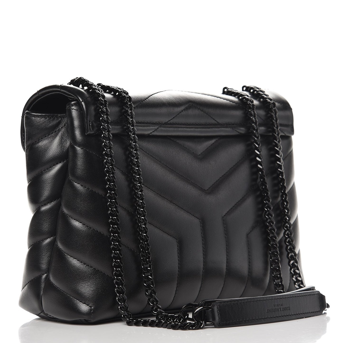 Calfskin Y Quilted Monogram Small Loulou Chain Satchel Black