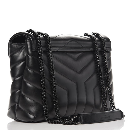 Saint Laurent Calfskin Y Quilted Monogram Small Loulou Chain Satchel Black 3 of 9