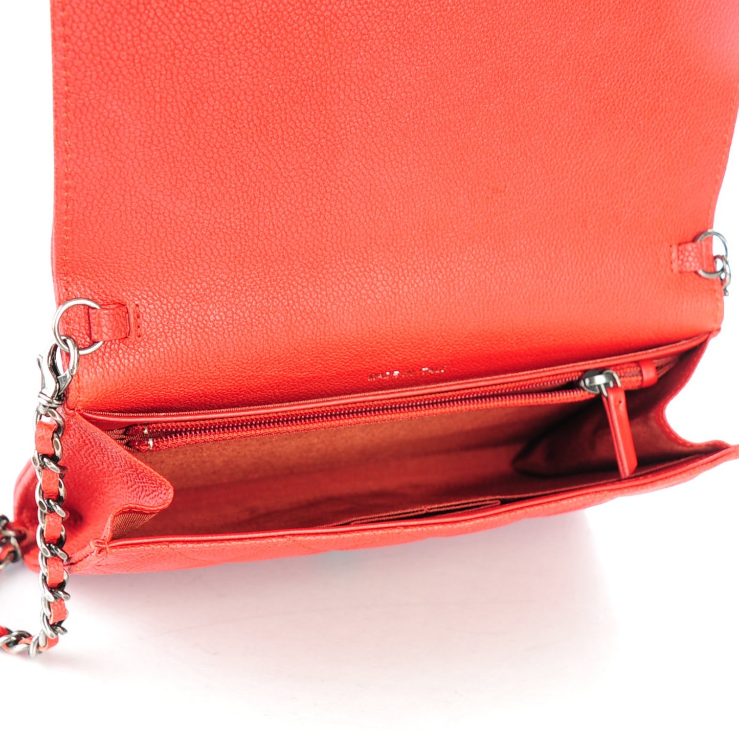 Caviar Quilted Boy Wallet On Removable Chain WOC Red