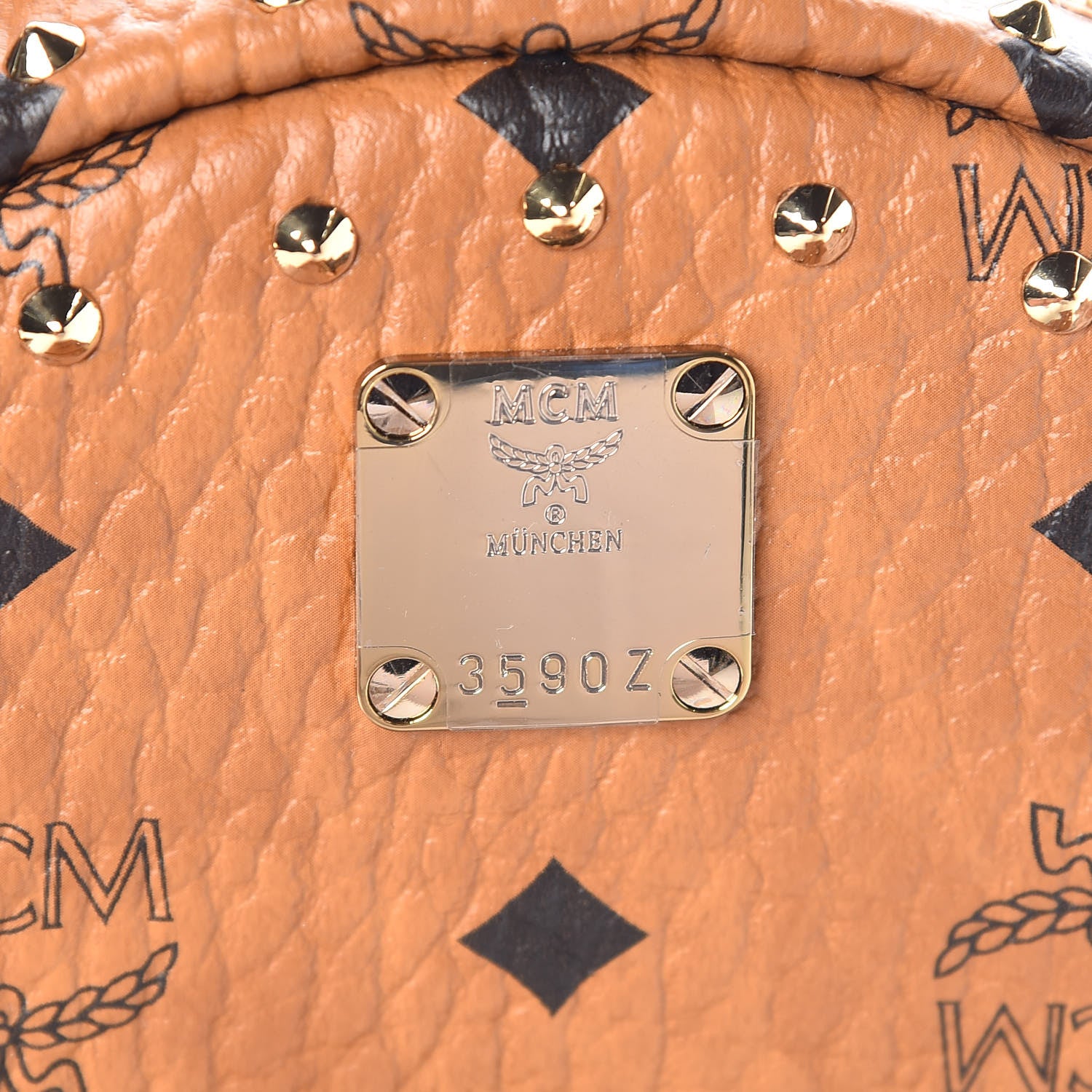MCM Visetos Outline Stud Mini Stark Backpack Cognac 6 of 9