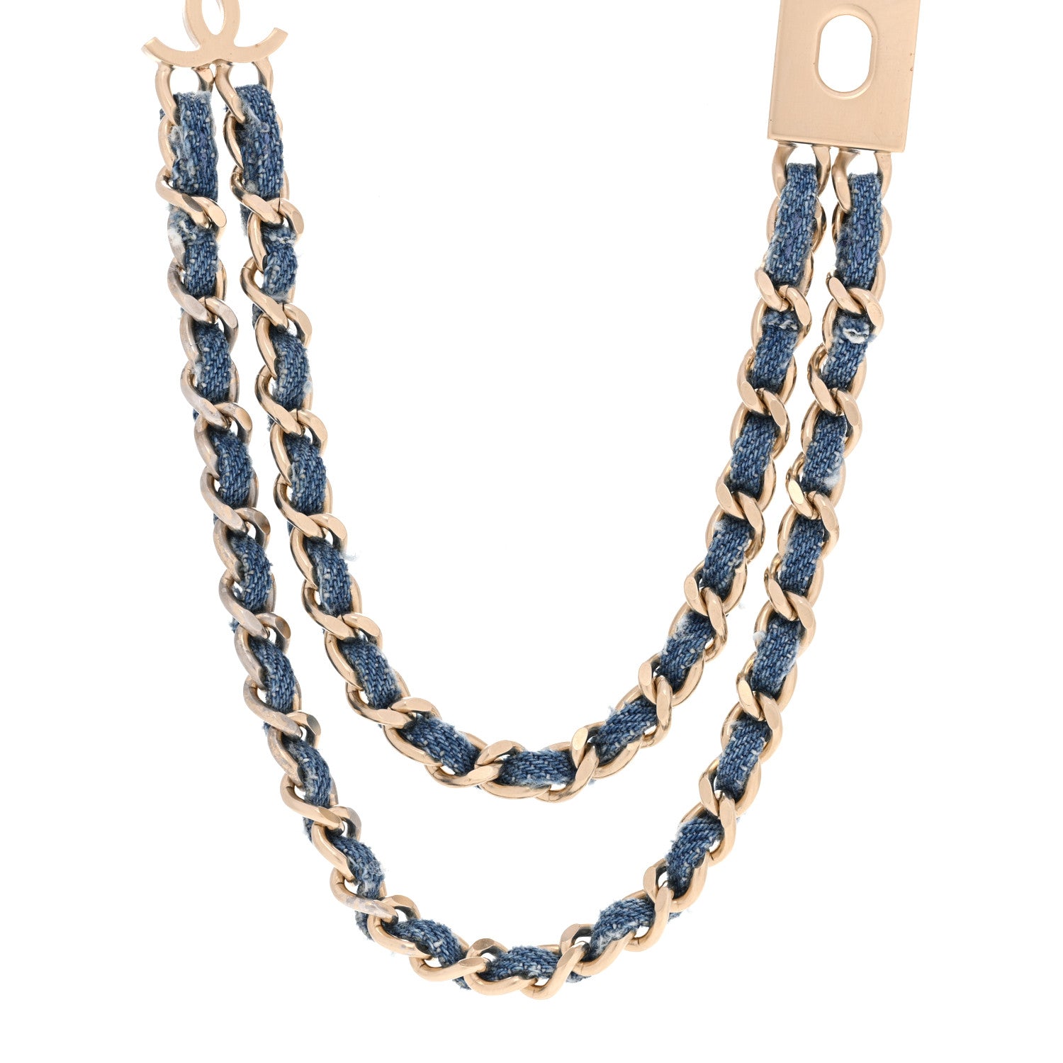 CHANEL デニム2連ネックレス　ノベルティ Chanel Metal Denim CC Double Chain Necklace Blue Gold 1871641
