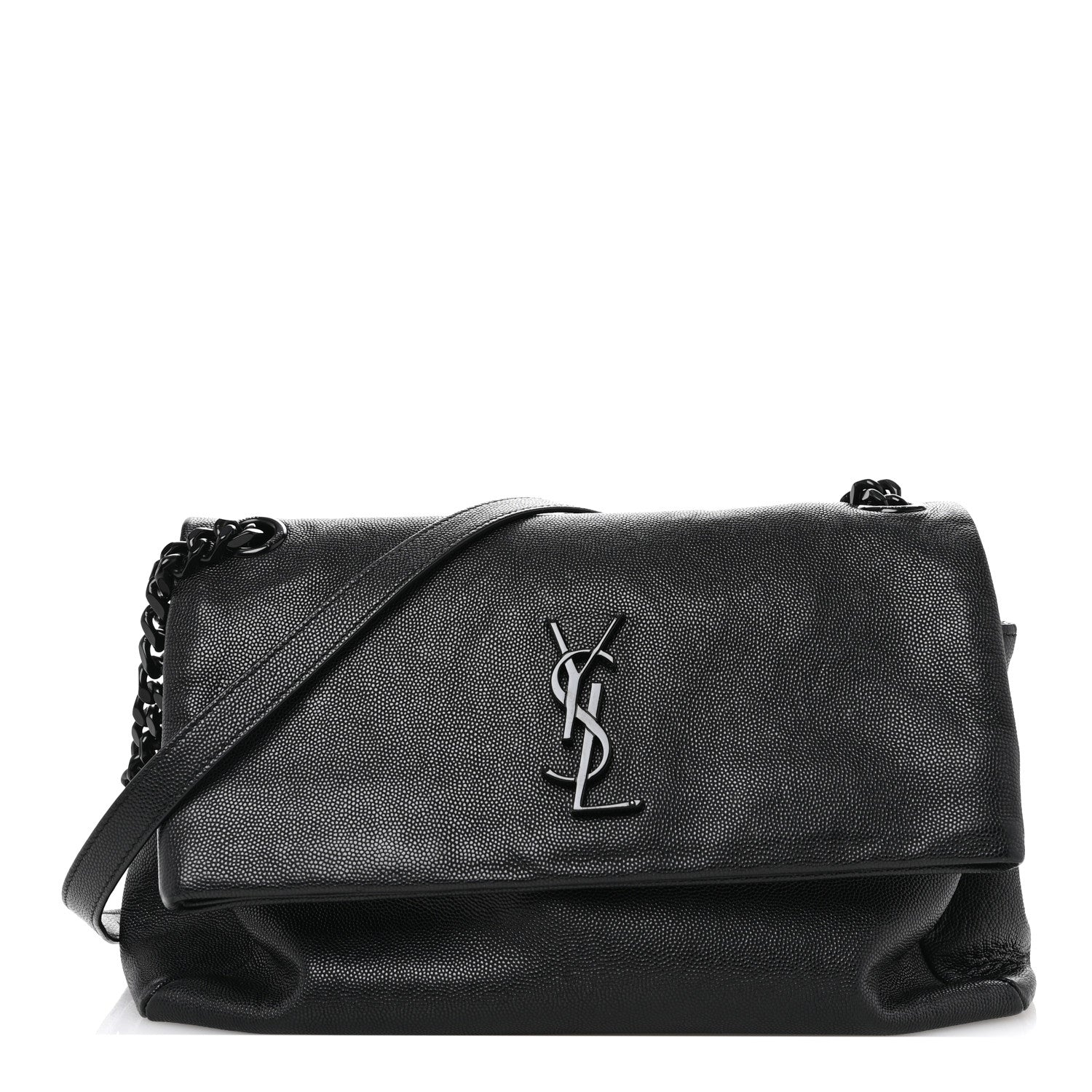 Saint Laurent Grain De Poudre Medium West Hollywood Monogram Fold-Over Black 1 of 11