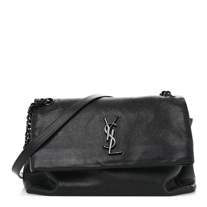 Saint Laurent Grain De Poudre Medium West Hollywood Monogram Fold-Over Black 1 of 11