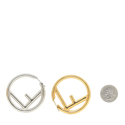 Fendi Metal FF Hoop Earrings Gold Silver 2 of 5