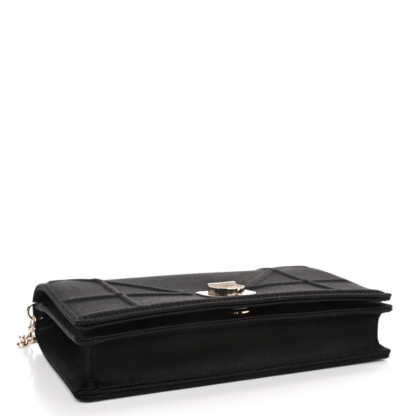 Satin Diorama Wallet on Chain Pouch Black
