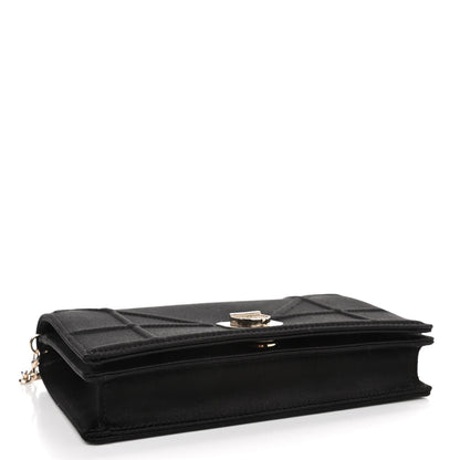 Christian Dior Satin Diorama Wallet on Chain Pouch Black 3 of 4