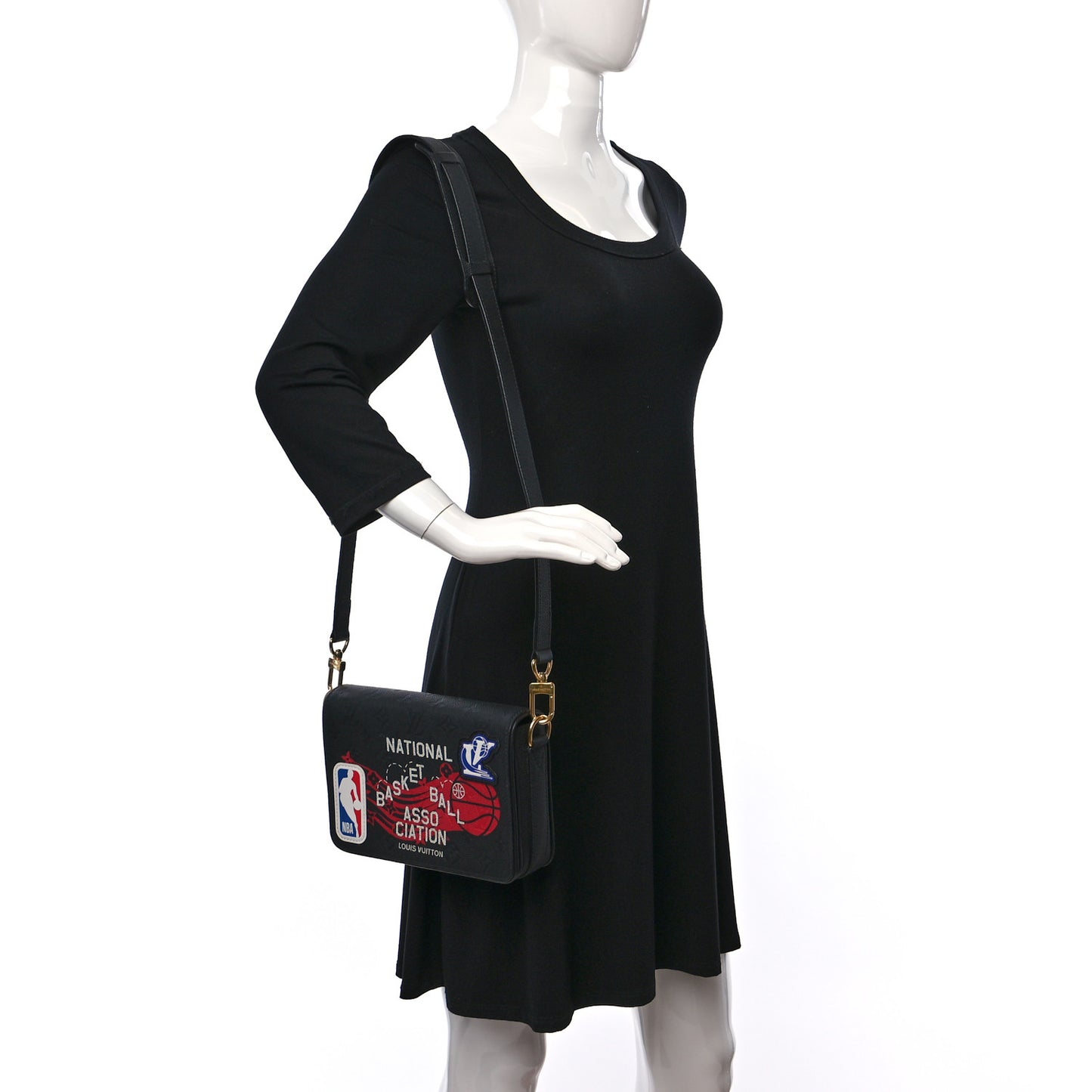 x NBA Grained Calfskin Monogram Studio Messenger Black