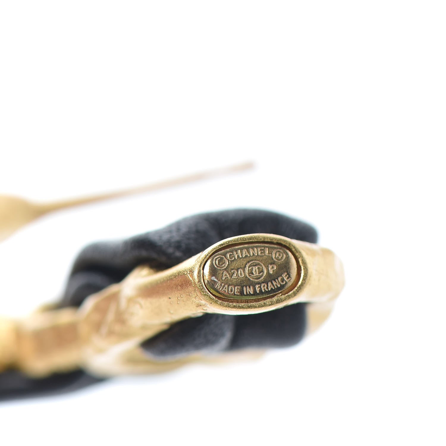 Chanel Lambskin CC Chain Hoop Earrings Gold Black 4 of 4