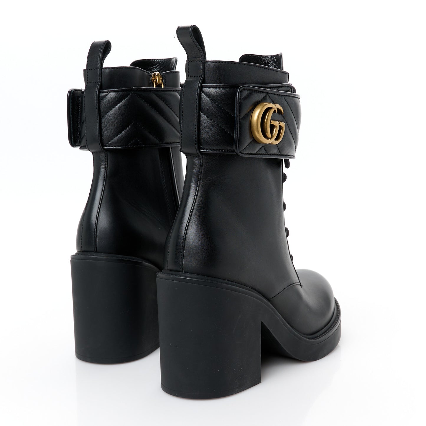 Flores Calfskin Nappa Charlotte Matelasse Ankle Boots 37.5 Black