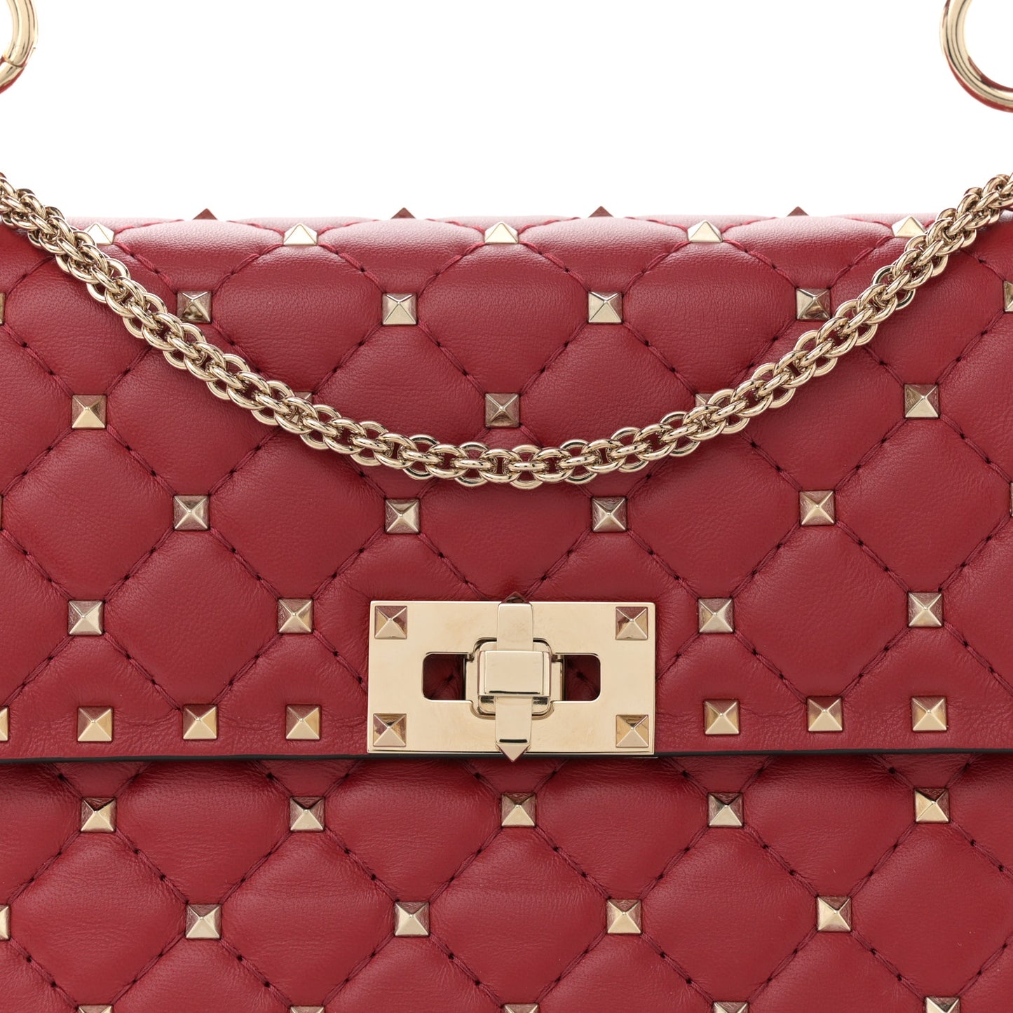 Nappa Medium Rockstud Spike Shoulder Bag Rosso Valentino