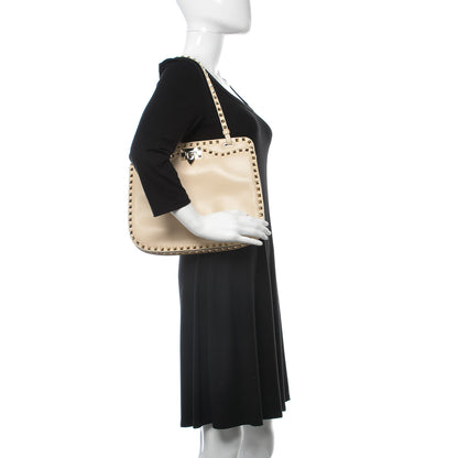Valentino Garavani Vitello Rockstud Shoulder Satchel Ivory 2 of 10
