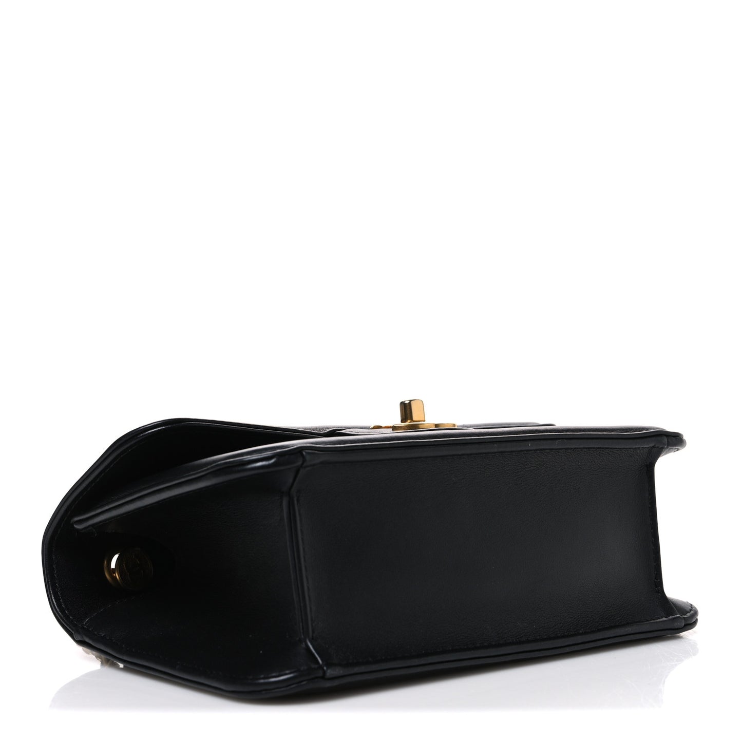 Lambskin Calfskin Mini Chocolate Bar Flap Bag Black