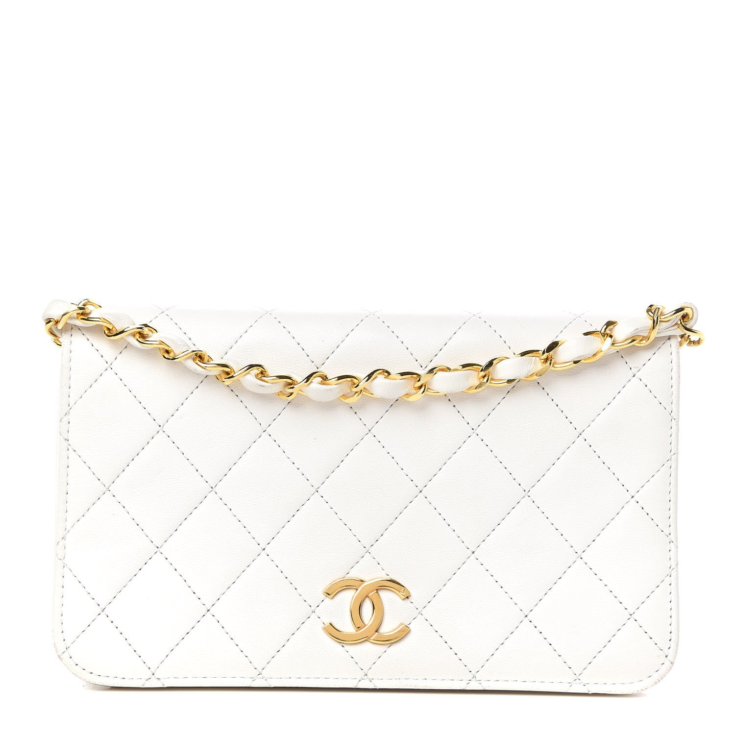 Chanel Calfskin Diamond Stitched CC Small Flap White 1 of 11