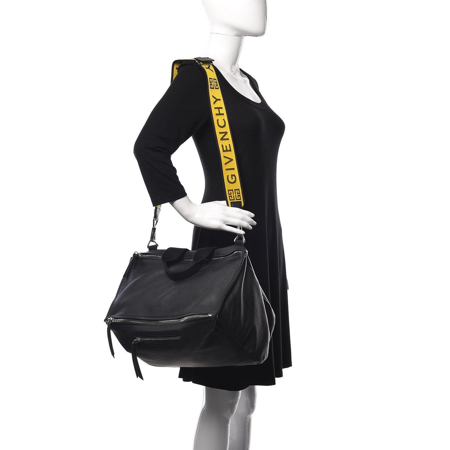 Calfskin Large Pandora Logo Strap Black