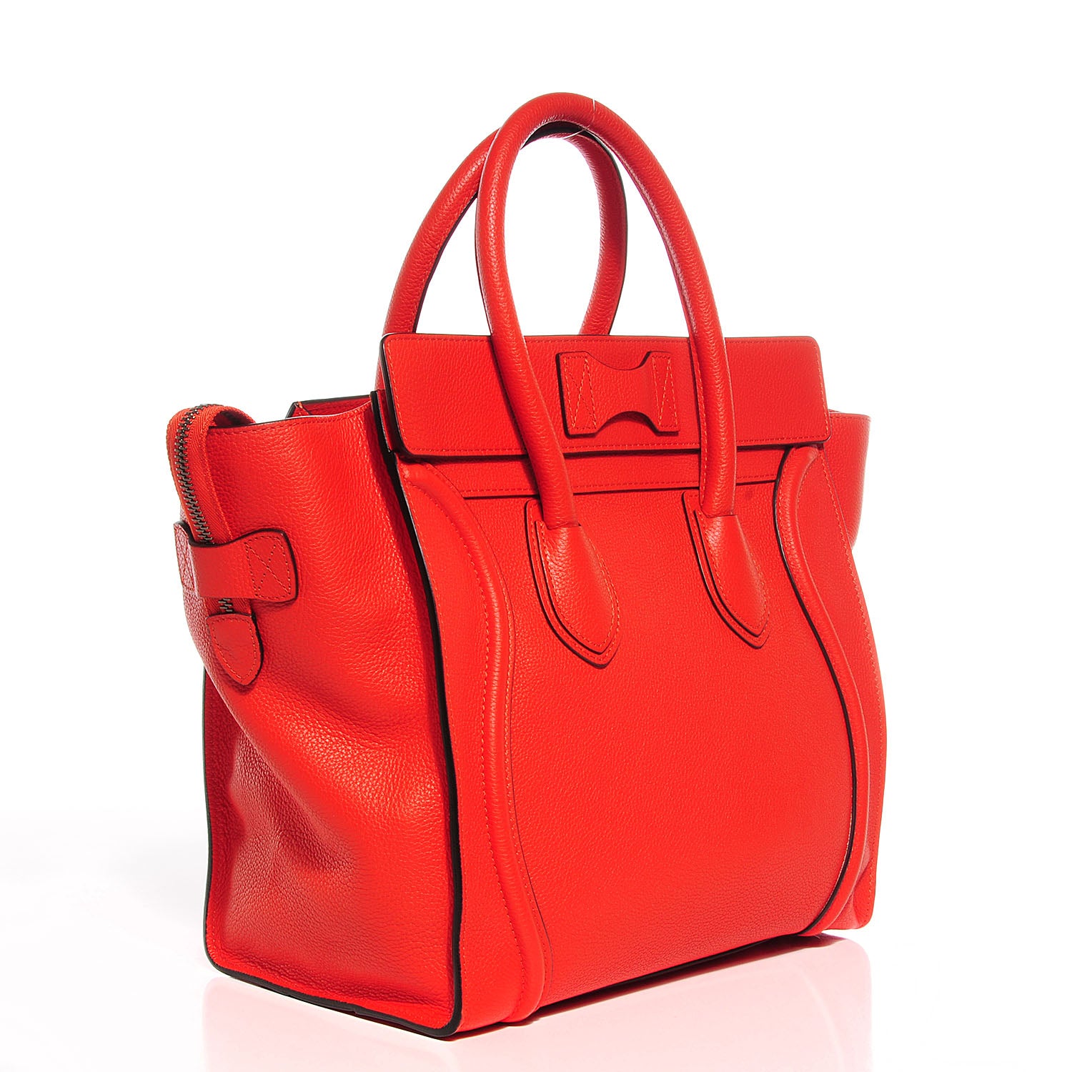 Celine Drummed Calfskin Mini Luggage Vermillion 3 of 8