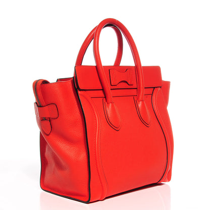 Celine Drummed Calfskin Mini Luggage Vermillion 3 of 8
