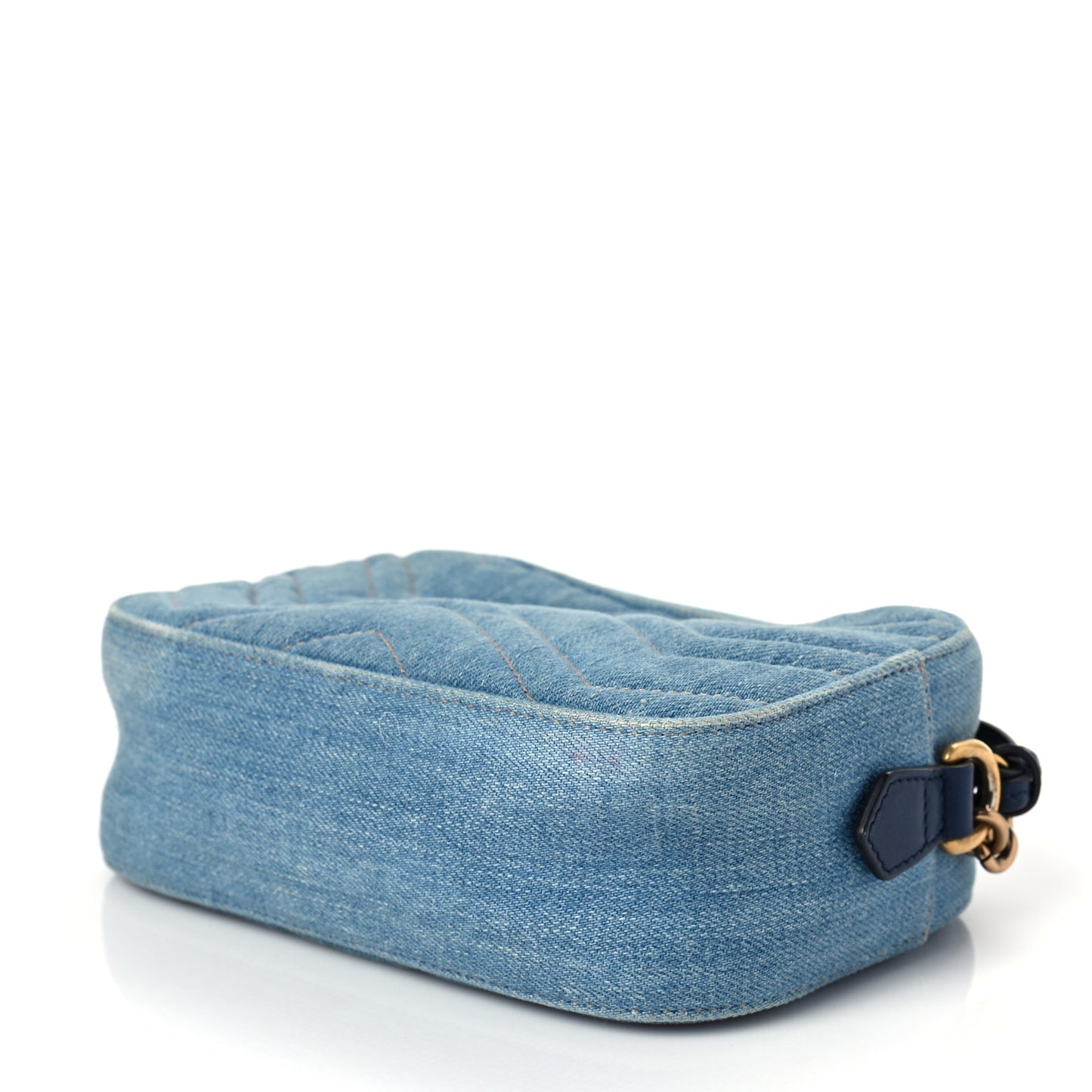Denim Matelasse Mini Pearly GG Marmont Chain Shoulder Bag Blue