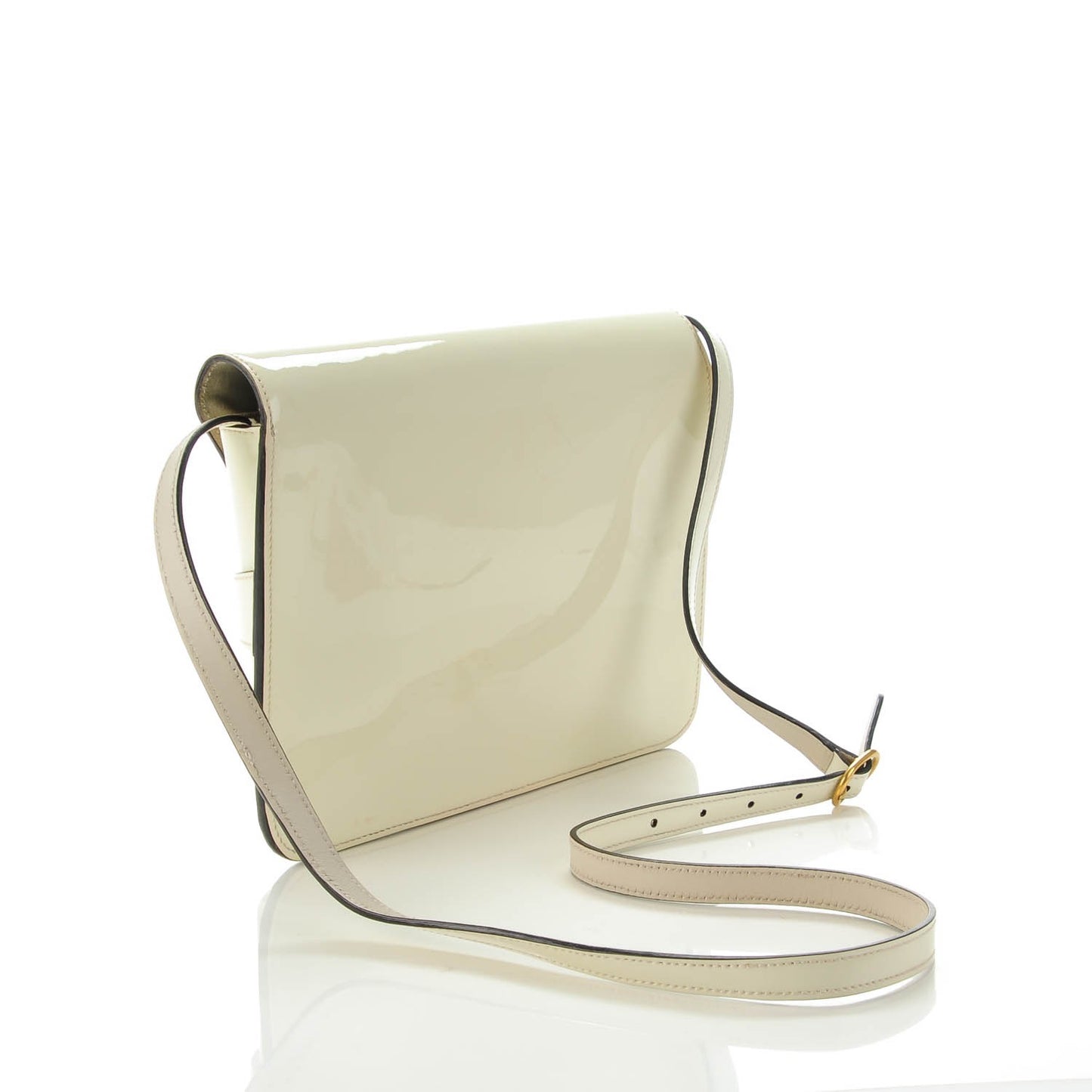 Patent Large Bright Bit Shoulder Bag White