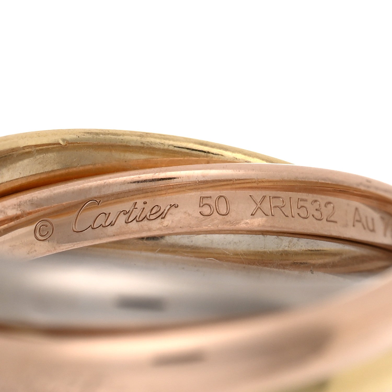 Cartier 18K Pink Yellow White Gold Small Trinity Ring 50 5.25 4 of 5